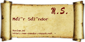 Már Sándor névjegykártya